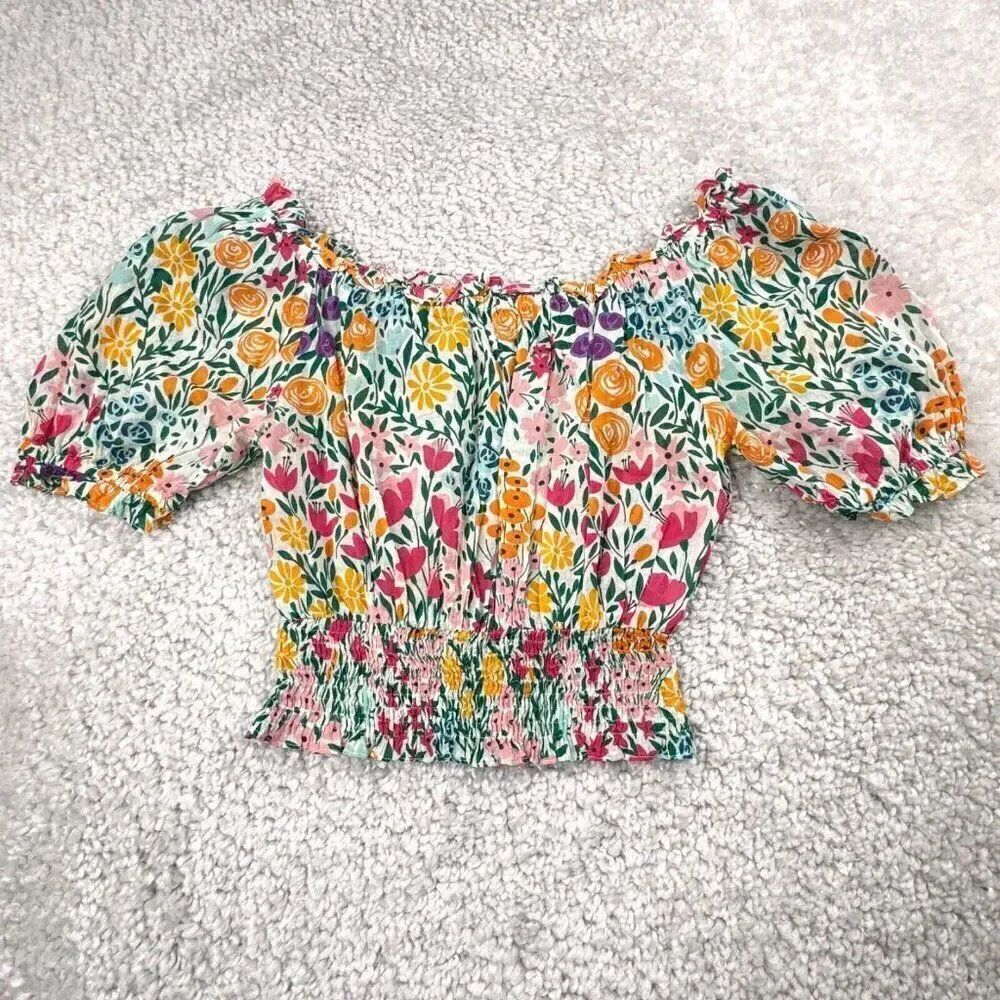 Olivia James The Label Floral Crop Off The Shoulder Top